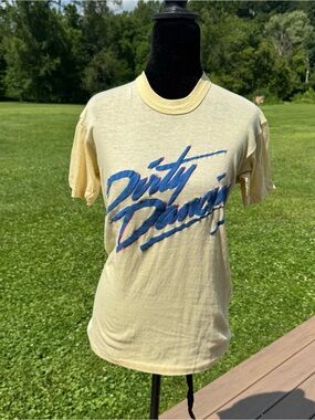 80s Vintage 'Dirty Dancing' Graphic Tee in Pale Yellow